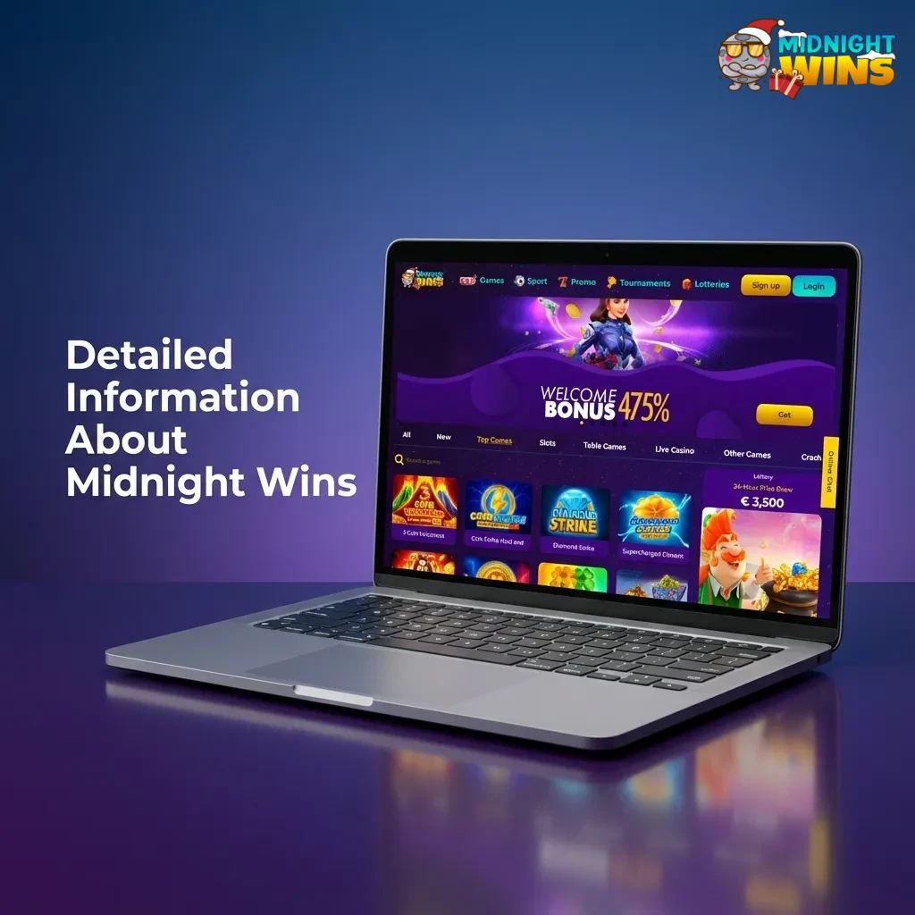 Midnight Wins UK platform showing sports betting, live odds, casino games and secure account controls on desktop and mobile devices