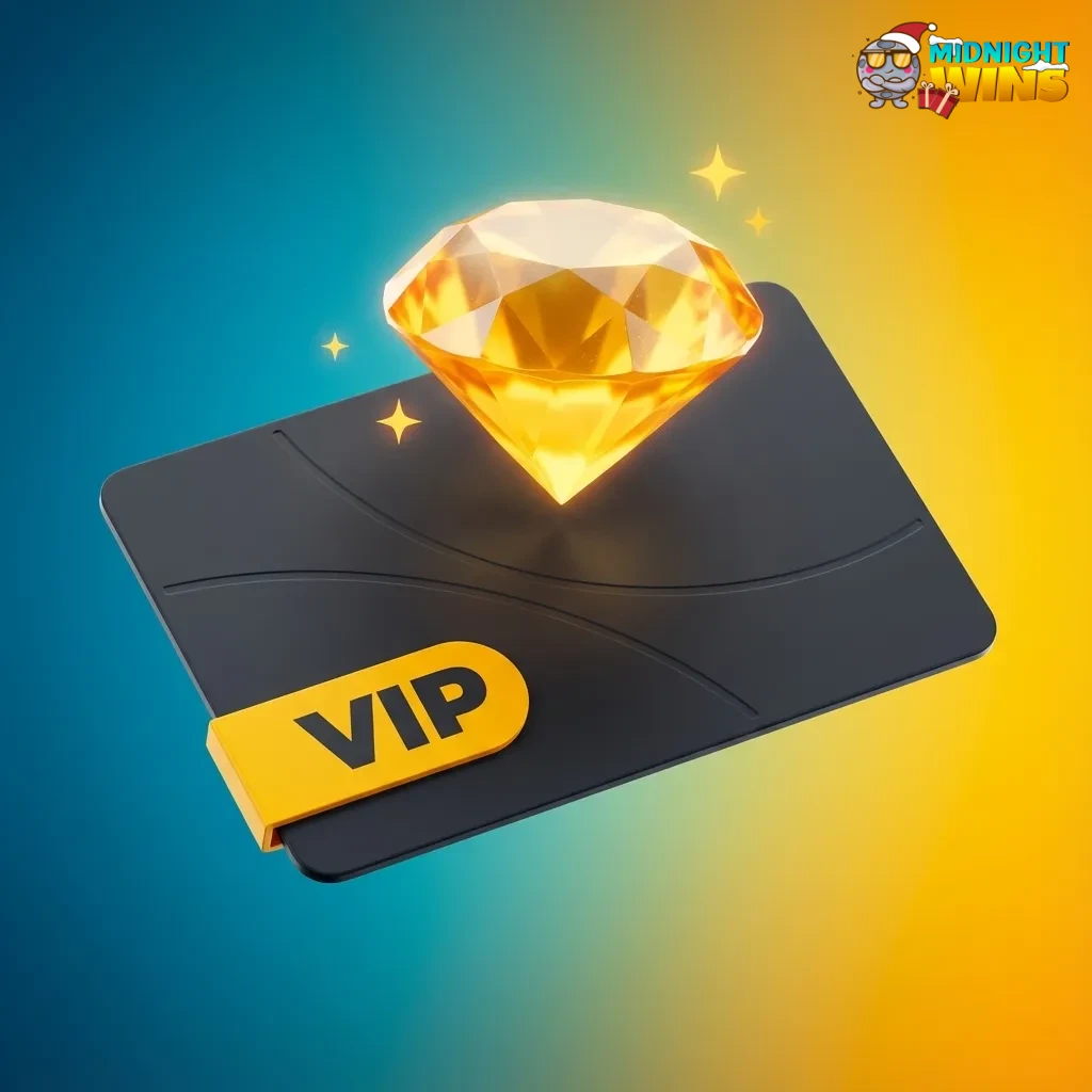 Midnight Wins casino loyalty tiers from Bronze to Diamond, showing requirements and rewards like cashback, spins and VIP perks
