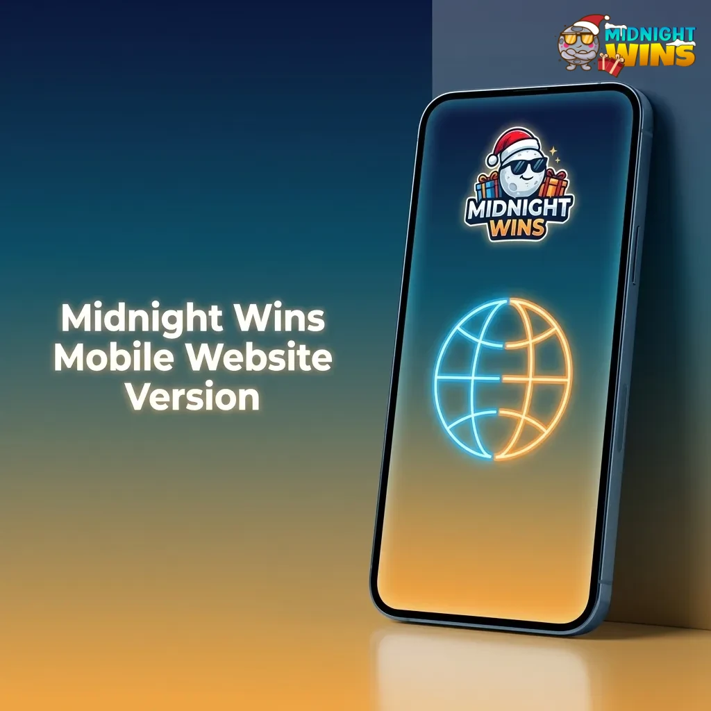 Smartphone displaying Midnight Wins mobile website with sports markets, casino games, account settings, and payment options.