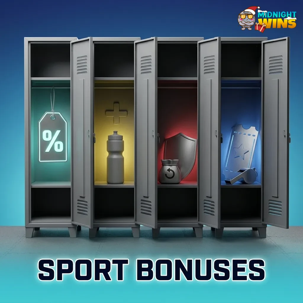 Infographic titled “Sport Bonuses” highlighting first bet bonus, acca boost, and sports free bet offers for new and existing bettors.
