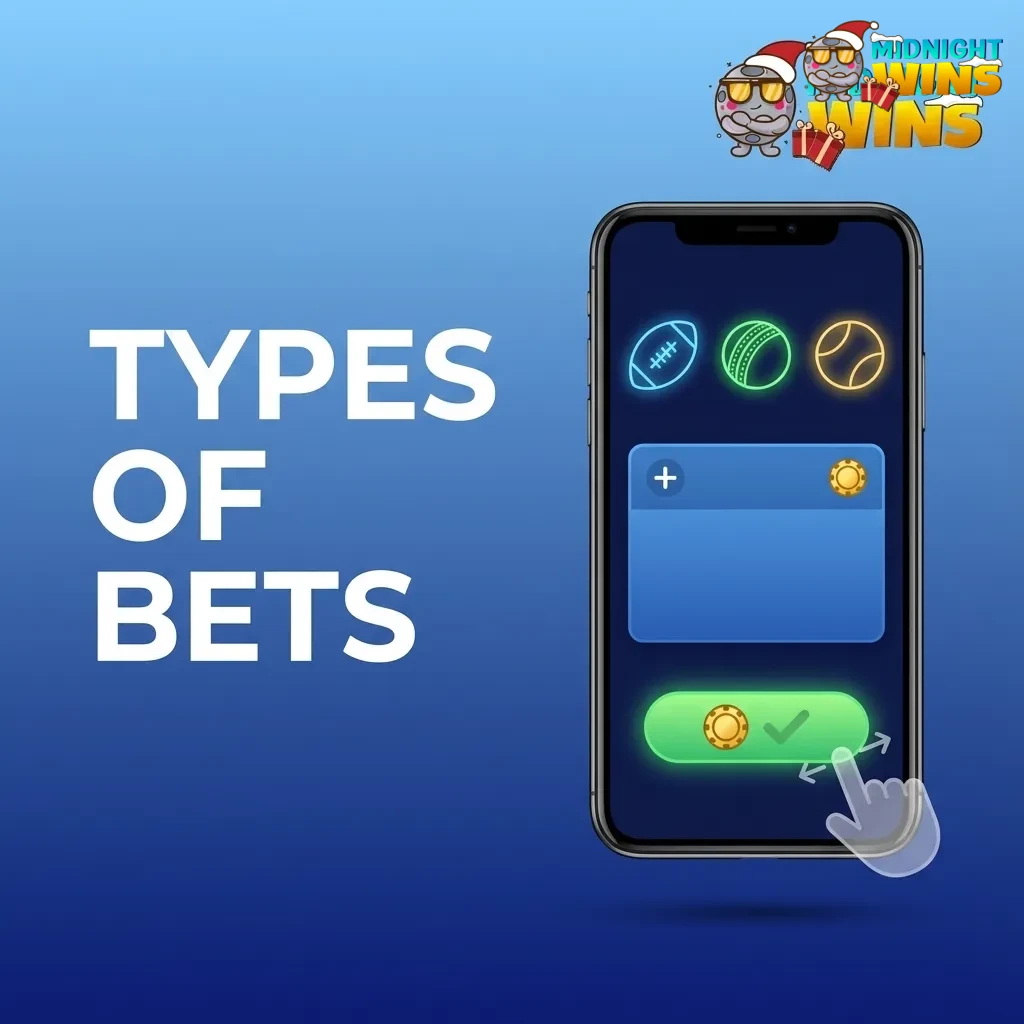 Infographic titled “Types of Bets” comparing single, system, and express bets with brief risk and payout descriptions.