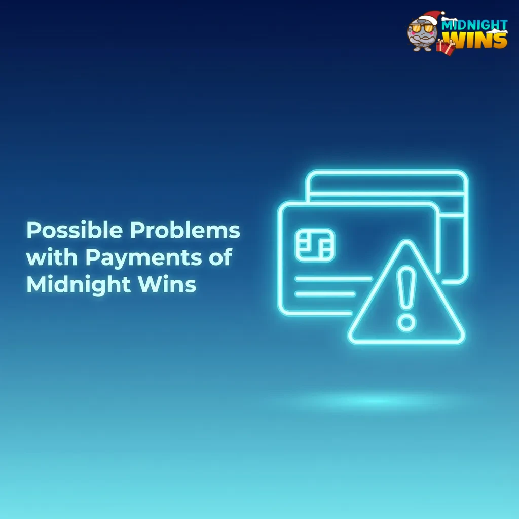 Illustration of Midnight Wins payment issues with icons for declined cards, pending withdrawals, and missing deposits.