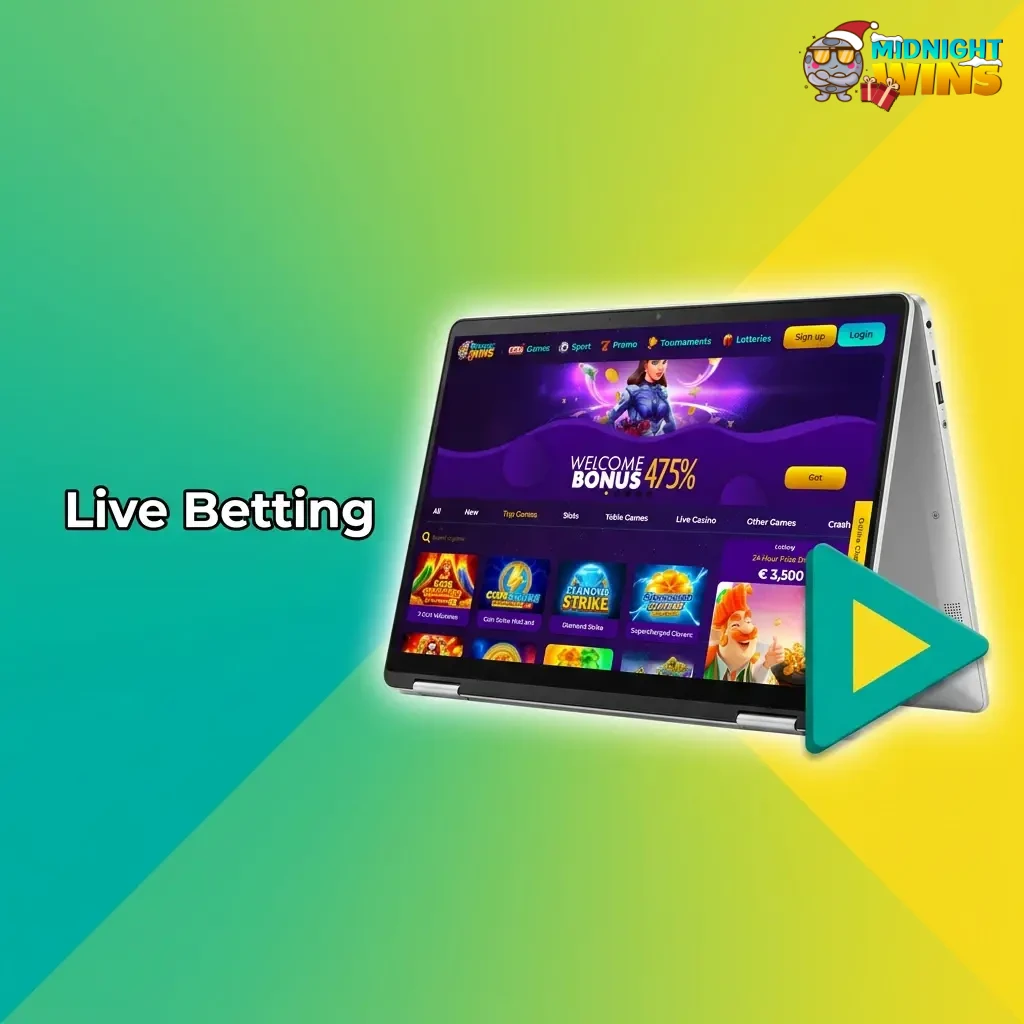 Live in-play betting dashboard showing real-time odds and bet slip for football, tennis, basketball and rugby