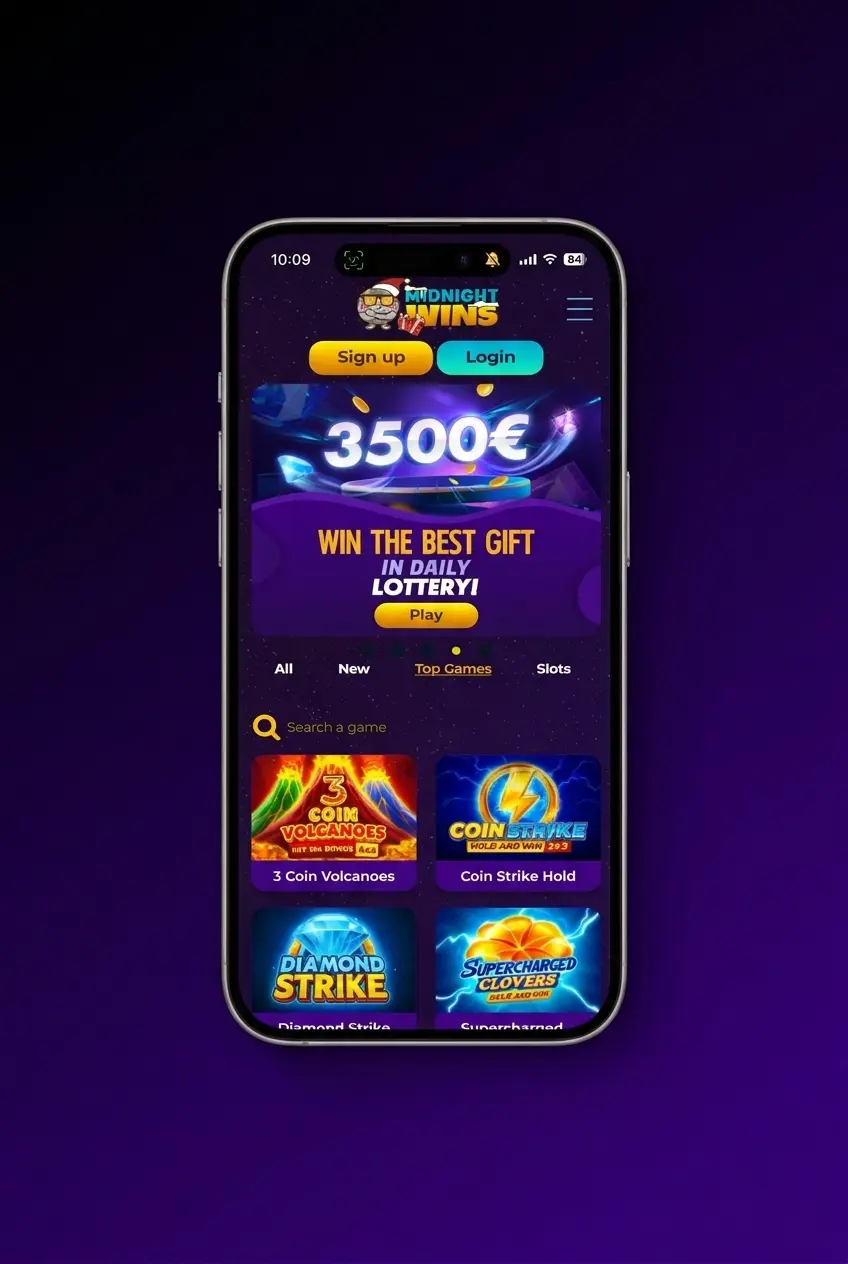Midnight Wins app deposit steps showing cashier, payment method, limits and instant casino balance update