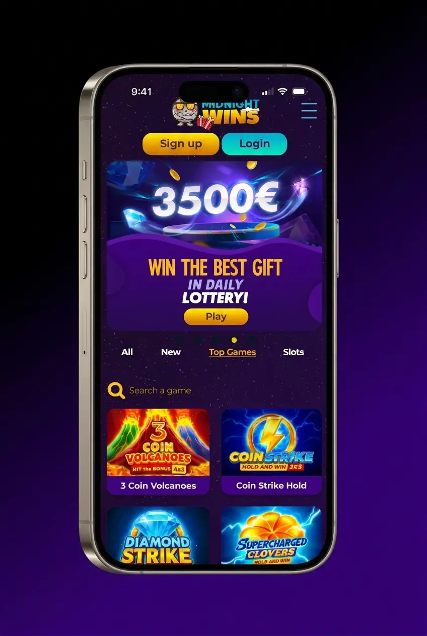 Four-step Android guide to download, allow browser installation and install the free Midnight Wins APK