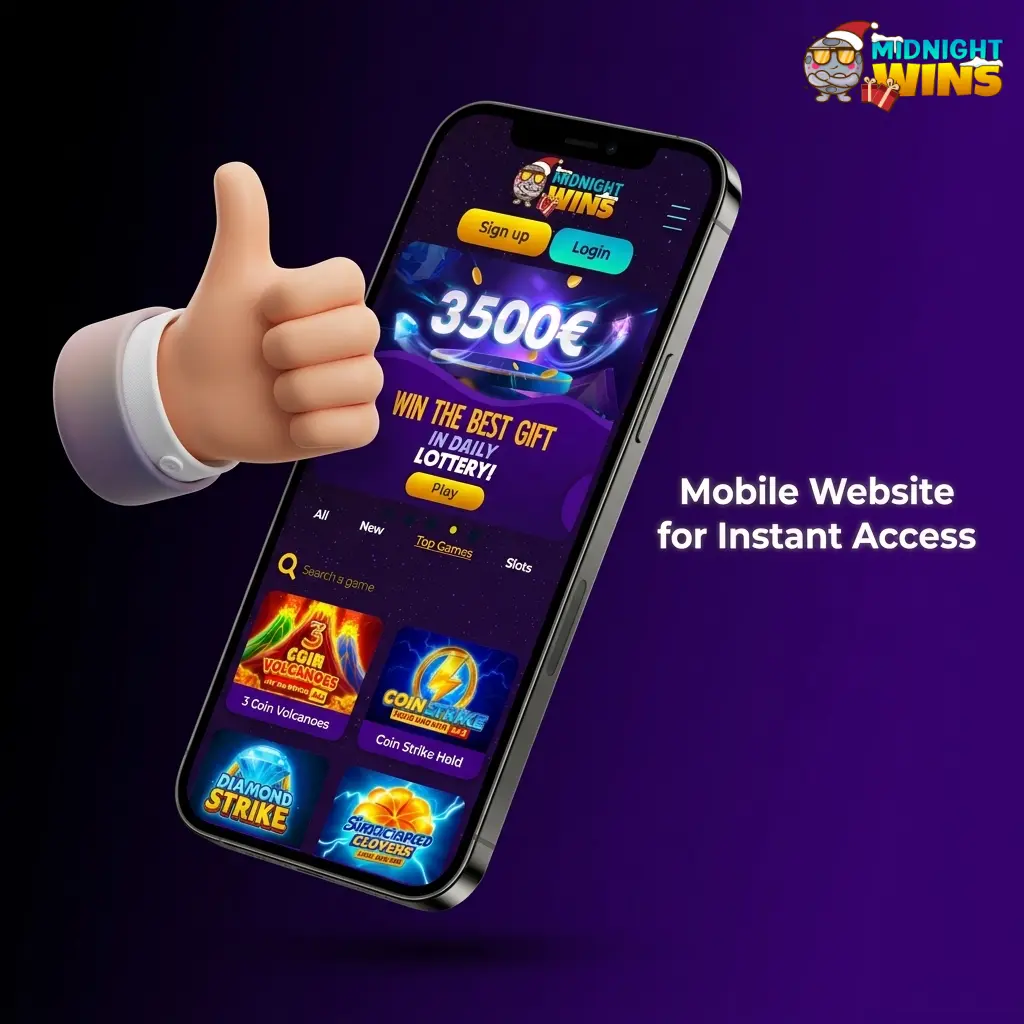 Mobile casino website offering instant account access, deposits, withdrawals, bonuses and sportsbook betting