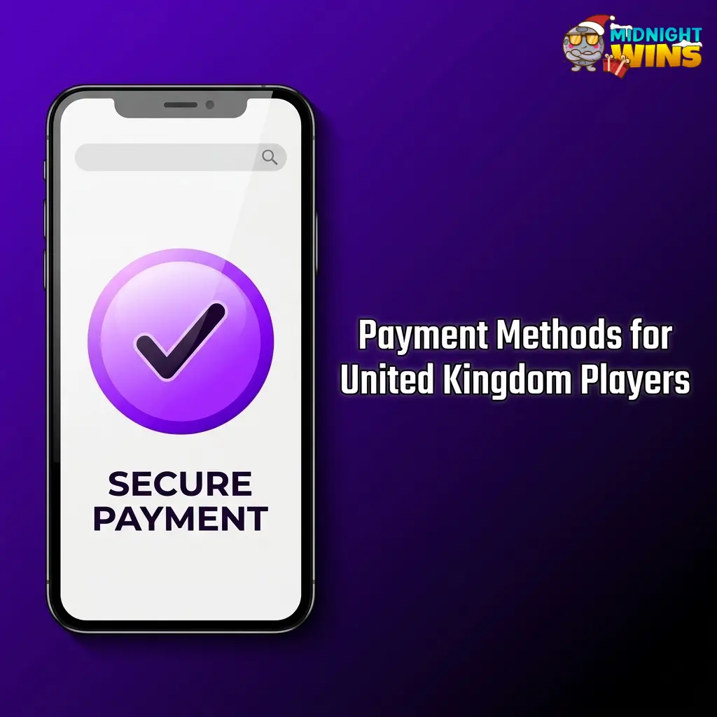 Midnight Wins UK payment methods table showing USDT ERC20, Visa and Mastercard deposit and withdrawal details