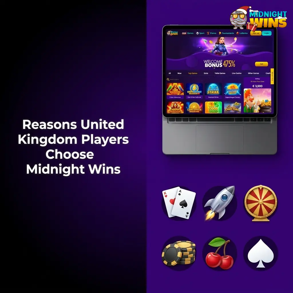 Midnight Wins online casino features for UK players: bonuses, crypto deposits, mobile access and 2FA