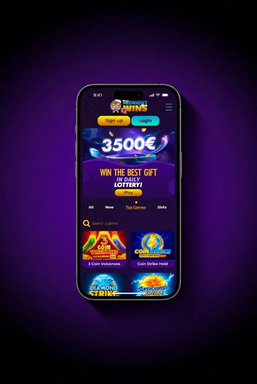 Midnight Wins app withdrawal screen showing cashier payout options and verification steps