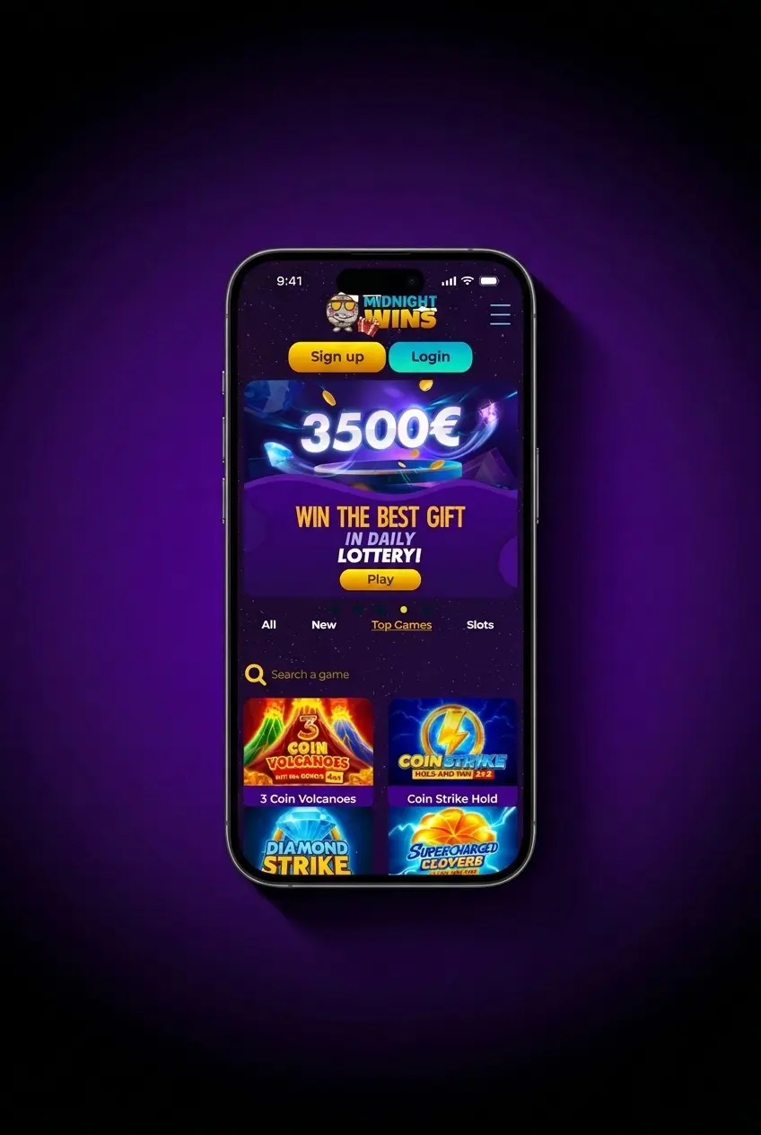 Midnight Wins app withdrawal screen showing payout steps, verification checks and EUR limits